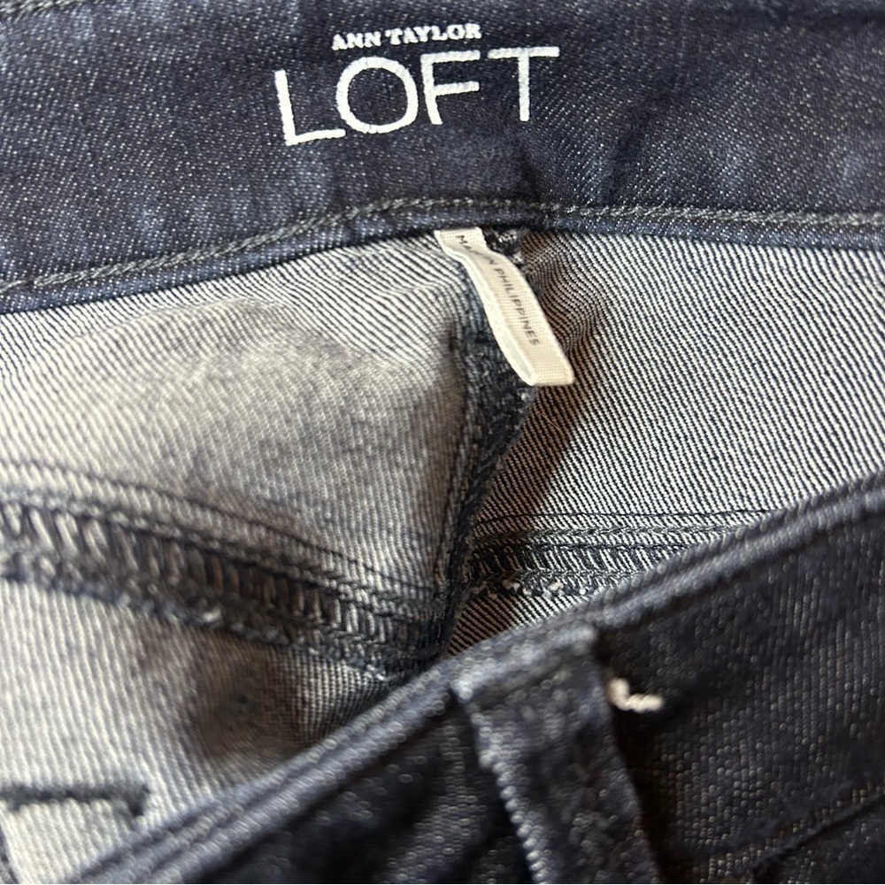 LOFT Curvy Skinny Jeans Petite 28P Dark Wash Stretch Denim 6P - Picture 6 of 11